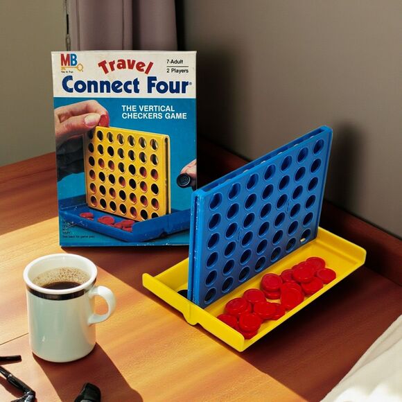 Vintage 1983 Milton Bradley Travel Connect Four Board Game Complete 47 Checkers - Picture 1 of 11